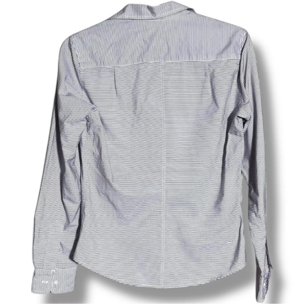 Frank & Eileen Women's Slim Fit Gray Striped Long Cuffed Sleeve Button Up Shirt - Picture 15 of 16